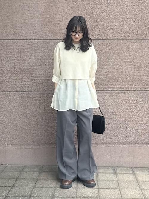 セール】ニットベストドッキングシャツ（シャツ/ブラウス）｜ITEMS