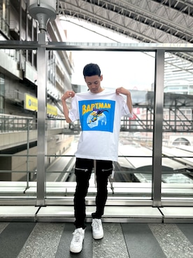 「WHITELAND（ホワイトランド）のアイテム（Tシャツ/カットソー）」を使った、tokuさん（メンズ・165cm）の夏コーディネート