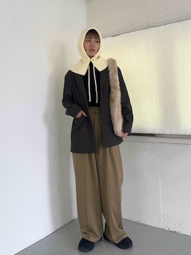 「アイテム（ニットキャップ/ビーニー）」を使った、kasumiさん（レディース・166cm）の秋コーディネート