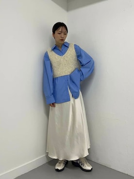 「ウェーブ×カジュアル」｜「アイテム（スカート）」を使った、oookasumioooさん（レディース・165cm）の冬コーディネート