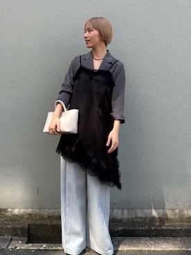 「SMELLY(スメリー)のステンレスブラックビーズネックレス(ネックレス、ブラック系)」を使った、kasumiさん(レディース・166cm)の春コーディネート