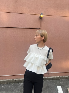 「SENSE OF PLACE by URBAN RESEARCH(センスオブプレイスバイアーバンリサーチ)の『抗菌/消臭』スクエアボリュームサボ(サンダル、ブラック系)」を使った、kasumiさん(レディース・166cm)の春コーディネート