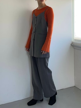 「クルーネックニット」｜kasumiさん（レディース・166cm）の秋コーディネート