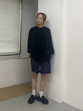 「URBAN RESEARCH(アーバンリサーチ)のSEE SEE FADE SUPER BIG LS TEE(Tシャツ/カットソー、ブラック系)」を使った、kasumiさん(レディース・166cm)の夏コーディネート
