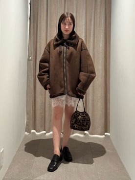 「MARW UNITED ARROWS(マルゥ ユナイテッドアローズ)の<MARW UNITED ARROWS>レオパード ドロスト バッグ(ボディバッグ/ウエストポーチ、ブラウン系)」を使った、Mao Watanabeさん(レディース・151cm)の秋コーディネート