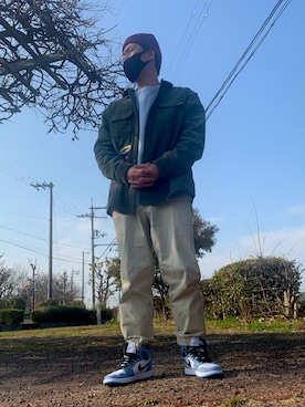「HUF（ハフ）のアイテム（スウェット）」を使った、mochitomoさん（メンズ・178cm）の春コーディネート