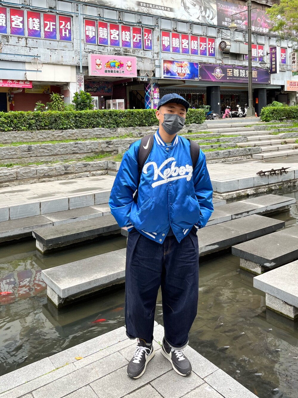 「ootd、球鞋、街頭穿搭、休閒、復古、oversize、寬鬆、穿搭、ootdfashion」｜「THE FACTORY MADEの【THE FACTORY MADE】　Sashiko cap / 【ザ ファクトリー メイド】さしこ　キャップ（キャップ、ブルー系）」を使った、Leviさん（メンズ・174cm）の春コーディネートの1枚目の写真