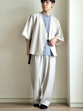 「アイテム（セットアップ、ホワイト系）」を使った、NNさん（メンズ・169cm）の春コーディネート