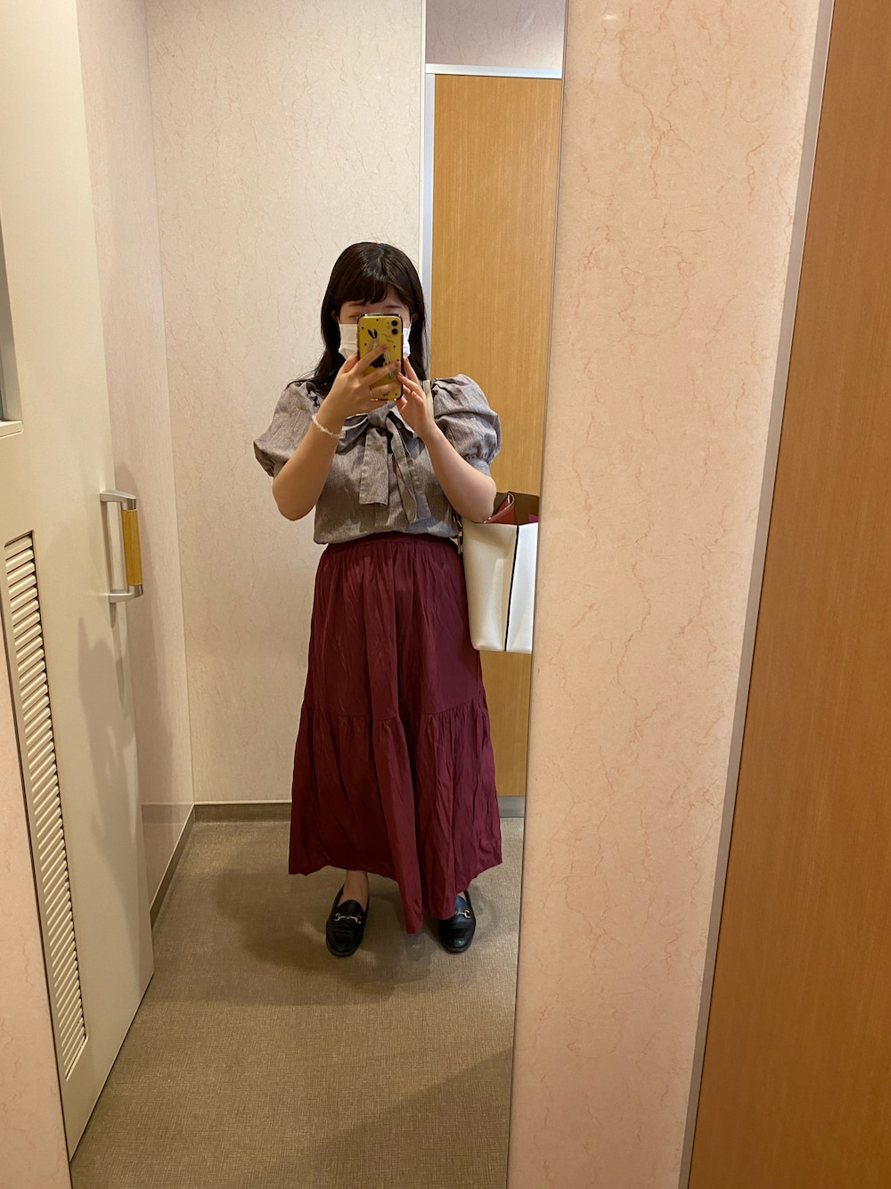 「undixのアイテム（スカート、レッド系）」を使った、chocomintocotocoさん（レディース・155cm）の夏コーディネートの1枚目の写真