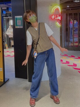「Abercrombie&Fitch（アバークロンビーアンドフィッチ）のアイテム（バッグ）」を使った、meiiiiiiiiiiiiiさん（レディース・166cm）の夏コーディネート