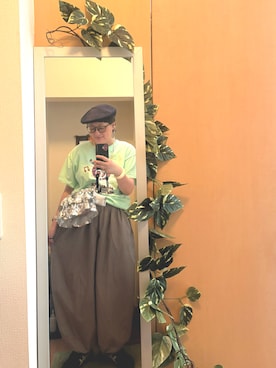 「KANGOL（カンゴール）のアイテム」を使った、えちご屋さん（レディース・168cm）の夏コーディネート