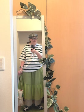 「KANGOL（カンゴール）のアイテム（帽子）」を使った、えちご屋さん（レディース・168cm）の春コーディネート