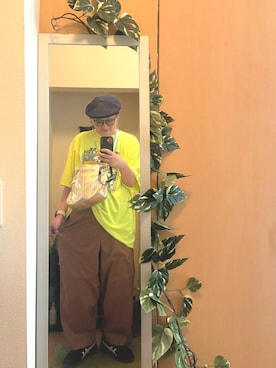 「KANGOL（カンゴール）のアイテム」を使った、えちご屋さん（レディース・168cm）の夏コーディネート
