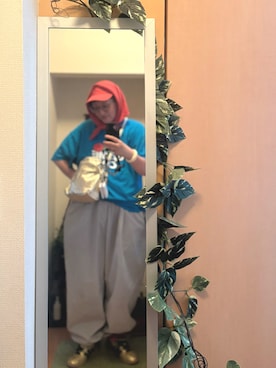 「CONTROL FREAK / CTFK（コントロールフリーク）のシアーターバン付きキャップ（帽子、レッド系）」を使った、えちご屋さん（レディース・168cm）の秋コーディネート