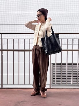 「アイテム（帽子）」を使った、NANAさん（レディース・162cm）の秋コーディネート