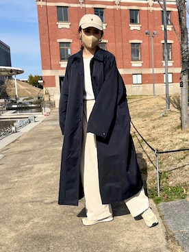 「KBF（ケイビーエフ）のアイテム（ステンカラーコート）」を使った、NANAさん（レディース・162cm）の冬コーディネート