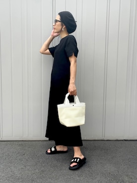 「ミニトート」｜「アイテム（ワンピース/ドレス）」を使った、NANAさん（レディース・162cm）の夏コーディネート