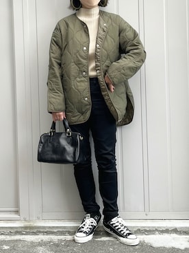 「WEGO（ウィゴー）のアイテム（ノーカラーコート）」を使った、NANAさん（レディース・162cm）の秋コーディネート