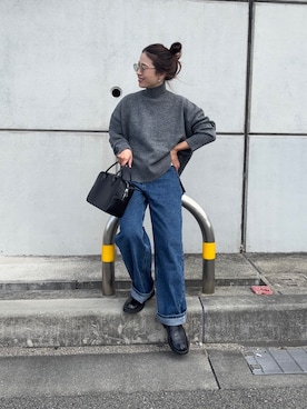 「アイテム（ボストンバッグ）」を使った、NANAさん（レディース・162cm）の秋コーディネート