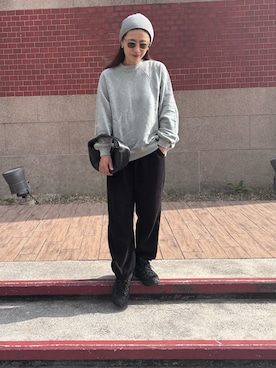 「アイテム（サングラス）」を使った、NANAさん（レディース・162cm）の冬コーディネート