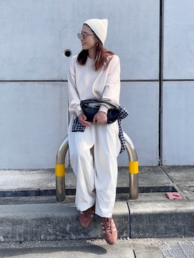 「アイテム（ニットキャップ/ビーニー）」を使った、NANAさん（レディース・162cm）の秋コーディネート