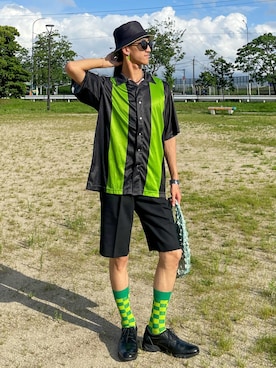 「アイテム（バッグ、グリーン系）」を使った、LEONさん（メンズ・179cm）の冬コーディネート