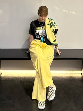 「イエローコーデ」｜Riさん（レディース・155cm）の夏コーディネート