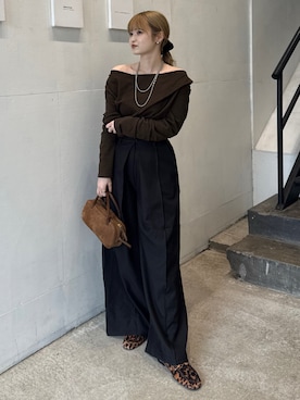 「NOGLE（ノグル）のアイテム（パンツ）」を使った、Riさん（レディース・155cm）の秋コーディネート