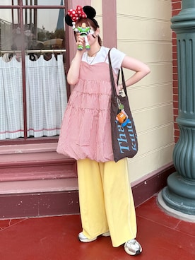 「アイテム（トートバッグ）」を使った、Riさん（レディース・155cm）の夏コーディネート