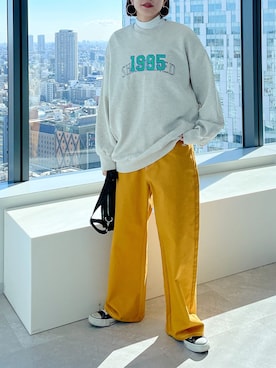 「PBLIM（ページボーイリム）のPAGEBOYLIM/カツラギスケーターパンツ（その他パンツ）」を使った、oguさん（レディース・164cm）の春コーディネート