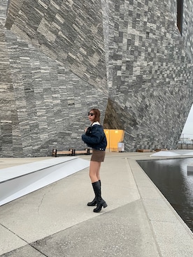 「one after another NICE CLAUP（ワンアフターアナザーナイスクラップ）のアイテム（デニムジャケット）」を使った、YRAさん（レディース・166cm）の春コーディネート