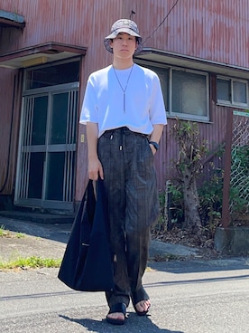「sacai」｜「アイテム（アクセサリー）」を使った、グリ3さん（メンズ・166cm）の夏コーディネート