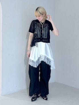 「HARE（ハレ）のボールミックスラリエットネックレス(HARE)（ネックレス、ホワイト系）」を使った、inhhhan®さん（レディース・165cm）の春コーディネート