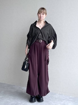 「HARE（ハレ）のループタイネックレス(HARE)（ネックレス）」を使った、inhhhan®さん（レディース・165cm）の夏コーディネート