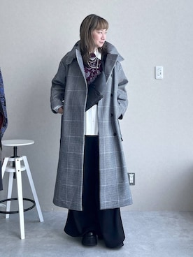 「アイテム（ノーカラーコート）」を使った、inhhhan®さん（レディース・165cm）の秋コーディネート