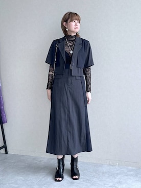 「HARE（ハレ）のモチーフツキピアス(HARE)（ピアス（両耳用）、シルバー系）」を使った、inhhhan®さん（レディース・165cm）の春コーディネート