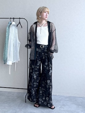 「HARE（ハレ）のフラワーガラリバーシブルベルト(HARE)（ベルト、ブラック系）」を使った、inhhhan®さん（レディース・165cm）の春コーディネート