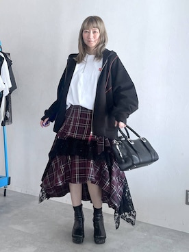 「アイテム（パーカー）」を使った、inhhhan®さん（レディース・165cm）の夏コーディネート