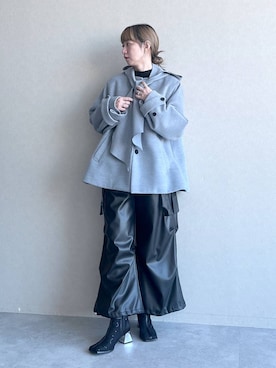 「アイテム（ノーカラーコート）」を使った、inhhhan®さん（レディース・165cm）の冬コーディネート