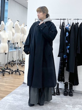 「アイテム（ステンカラーコート）」を使った、inhhhan®さん（レディース・165cm・40代）の冬コーディネート