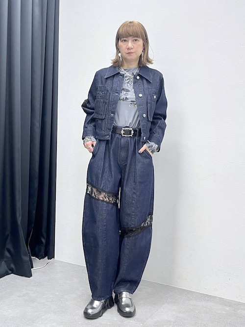 セール】レースキリカエデニムジャケット(HARE)（デニムジャケット