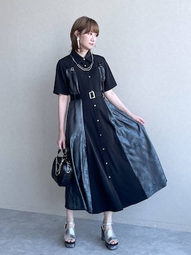 「HARE（ハレ）のアソートキリカエチェーンバッグ(HARE)（ショルダーバッグ、ブラック系）」を使った、inhhhan®さん（レディース・165cm）の春コーディネート