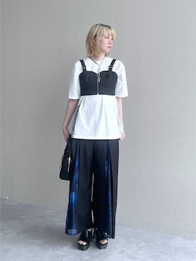 「HARE（ハレ）のアイテム（スラックス）」を使った、inhhhan®さん（レディース・165cm）の夏コーディネート
