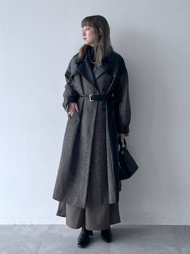 「HARE（ハレ）のアイテム（ステンカラーコート）」を使った、inhhhan®さん（レディース・165cm）の秋コーディネート