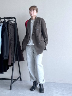 「アイテム（トートバッグ、レッド系）」を使った、inhhhan®さん（レディース・165cm）の冬コーディネート