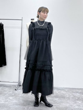 「アイテム（イヤリング）」を使った、inhhhan®さん（レディース・165cm）の冬コーディネート