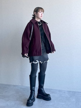 「アイテム（Tシャツ/カットソー、ブラック系）」を使った、inhhhan®さん（レディース・165cm）の冬コーディネート