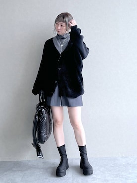 「アイテム（イヤリング）」を使った、inhhhan®さん（レディース・165cm）の冬コーディネート