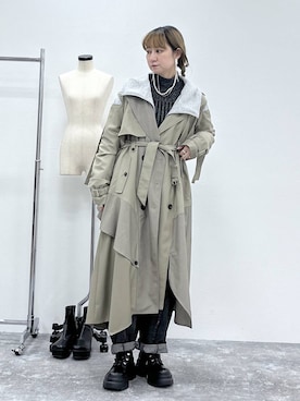 「おでかけ」｜「アイテム（トレンチコート）」を使った、inhhhan®さん（レディース・165cm）の冬コーディネート
