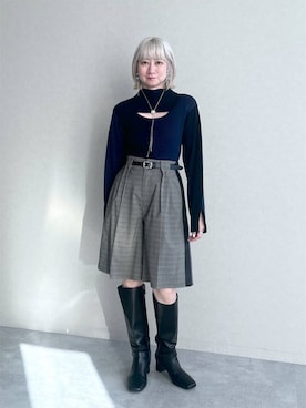「HARE（ハレ）のアイテム（スラックス）」を使った、inhhhan®さん（レディース・165cm）の秋コーディネート